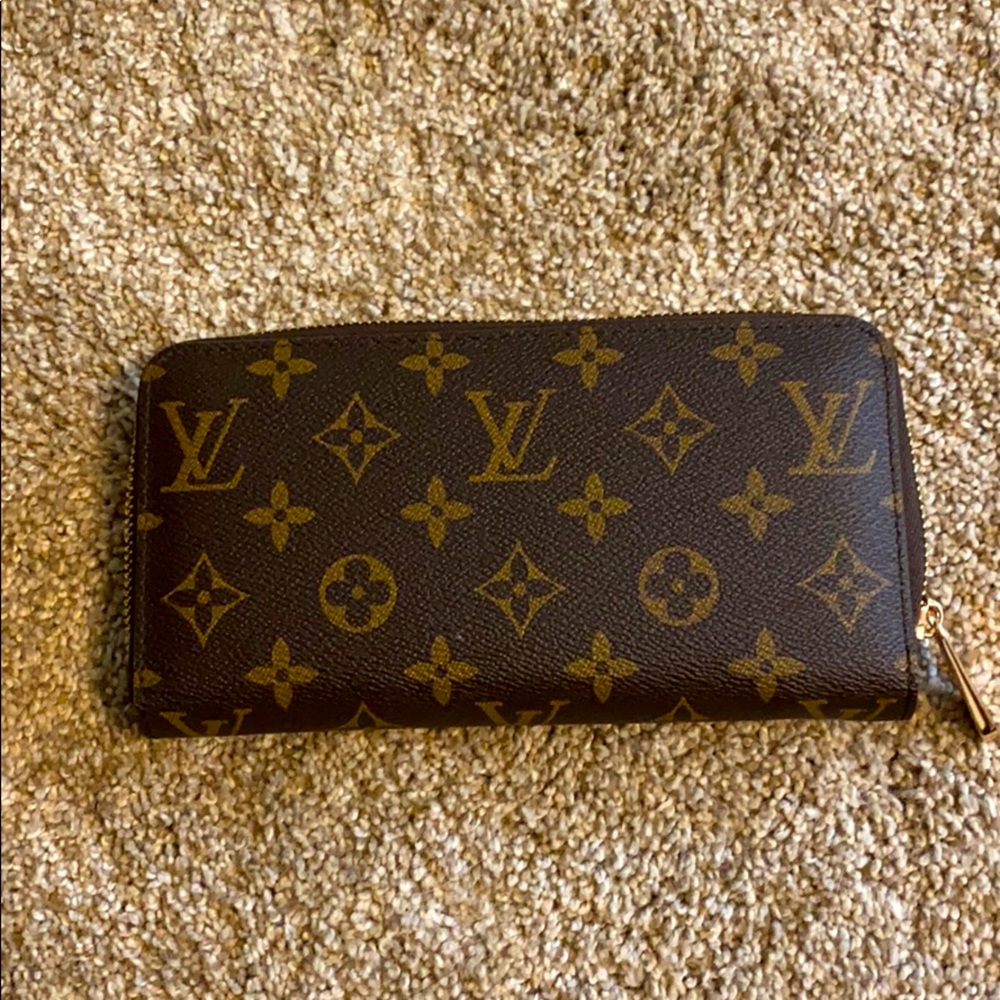 Faux designer zip wallet